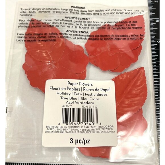 Holiday Paper Flowers for crafting Scrapbooking Red with Pearl Accent 4236078529 - Picture 3 of 3